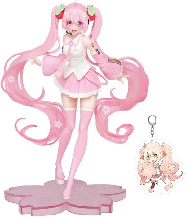 PoseablePals Miku Sakura Anime Figure Desktop Office Bedroom Decor Model Collection Gift (Pink Cherry Blossoms7.85'')