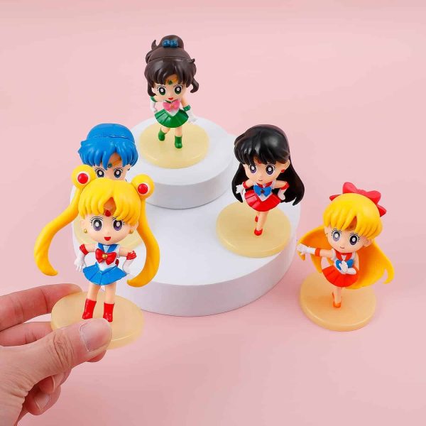 5pcs Sailor Anime Figurines Cute Sailor Anime Characters Figures Toy Set Moon Anime Cupcake Toppers for Fairy Garden Party Decoration Home Decor Cake Toppers (BJ-Sailor)