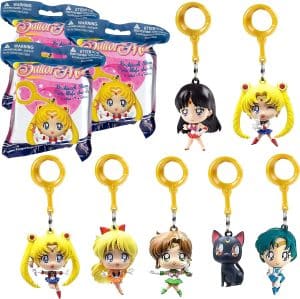 SCS Direct Sailor Moon Mystery Keychains, 3 Pack - Assorted Blind Bag Anime Figures - Officially Licensed - Ages 3+