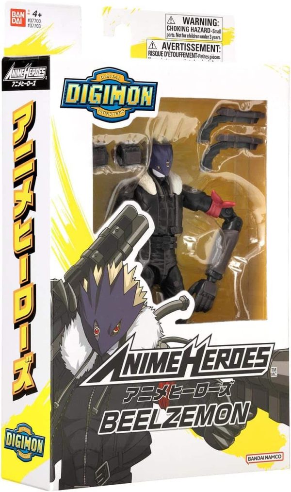 Anime Heroes Bandai Digimon Beelzemon Action Figure | 6.5'' Tall Beelzemon Articulated Anime Figure with Extra Set of Hands and Accessories | Collectable Anime Merch Digimon Figure Beelzemon